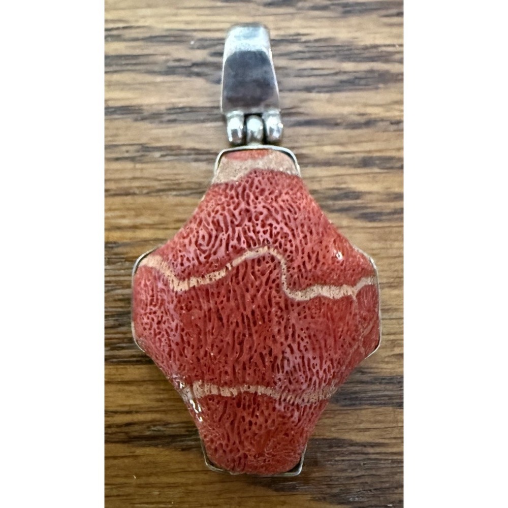 Large Vintage Sterling Silver Sponge Coral 925 Cross Pendant